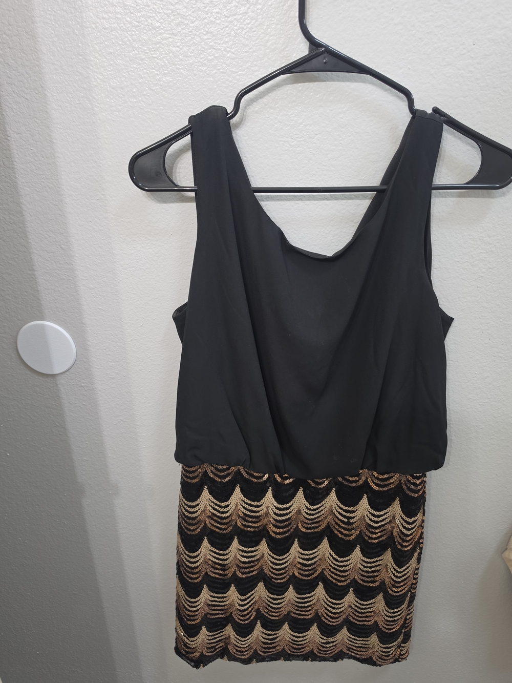 Charlotte Russe Black Tank Top Dress with Gold Sequin Skirt
